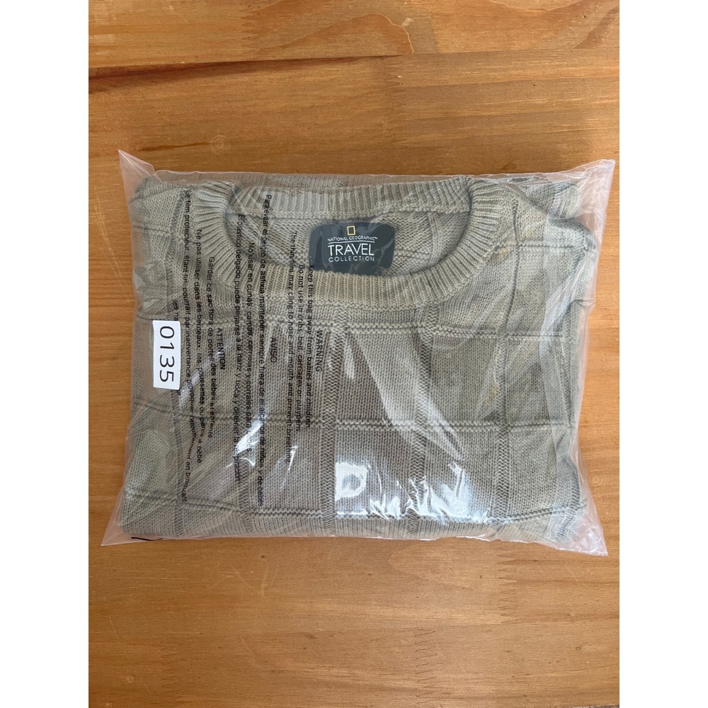 VTG National Geographic Travel Collection Tan Large Pullover Sweater 100% Cotton - Picture 7 of 7
